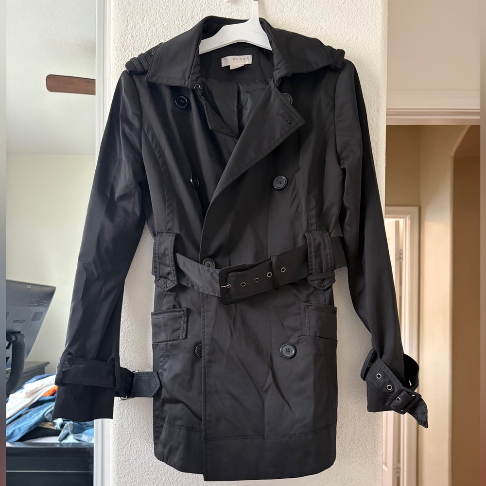 Kenar Women’s Black Double-Breasted Trench Coat